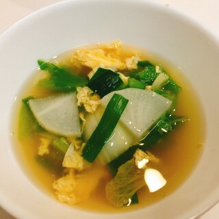 白菜とニラを美味しくいただく☆中華卵スープ